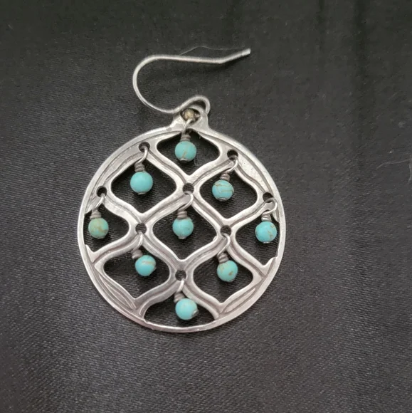 Silpada hoop earring with turquoise beads (1) - Picture 1 of 5